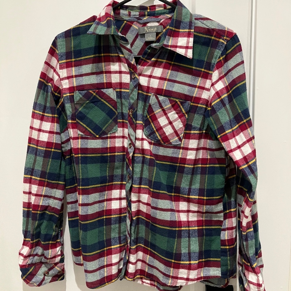 2/$15 👕 Natural Reflections Flannel / Plaid Shirt - red, green, white